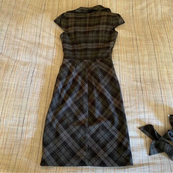 Gray plaid le château bodycon midi dress - Picture 4 of 8